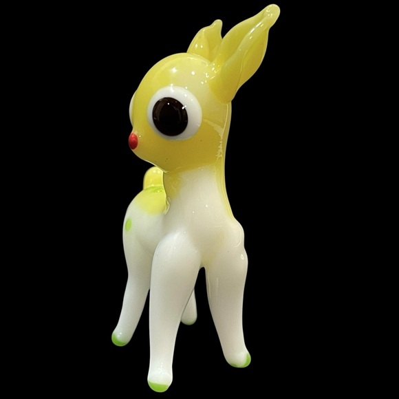 Vintage 1990s Art Glass Miniature Yellow Fawn Mini Sculpture - Unique Whimsical - Picture 2 of 12